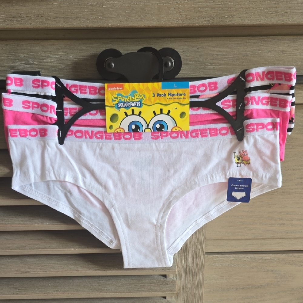 SpongeBob SquarePants Women's Panties - White and Pink Stripes 💜